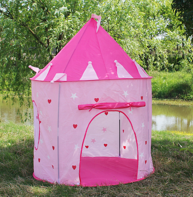 Glow In The Dark Conveniently Folds Stars Princess Pink Castle Play Tent