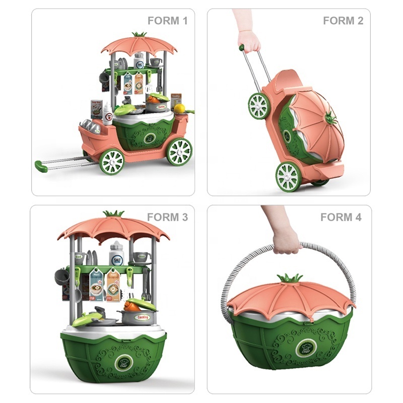 4 in 1 Cooking Food Kitchen Car Pretend Play Set Toys For Kids