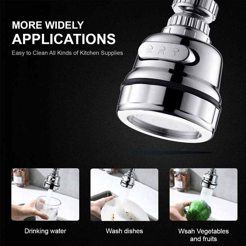 High Pressure 360 degree Rotating 3 modes water spray power shower kitchen faucet filter shower head