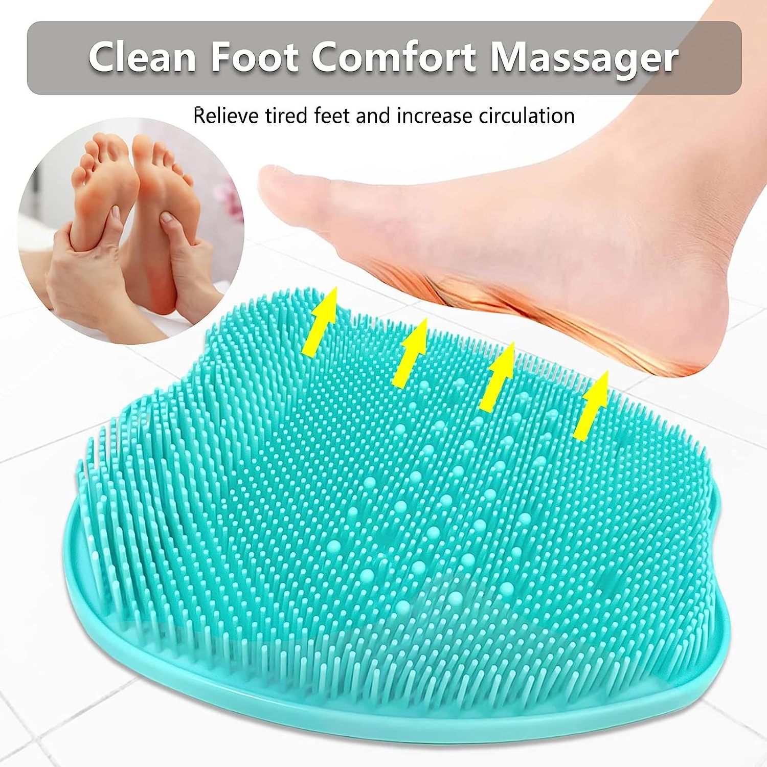 Foot Cleaner & Shower Foot Massager Improve Circulation Shower Foot Scrubber Mat with Non-Slip Suction Cups