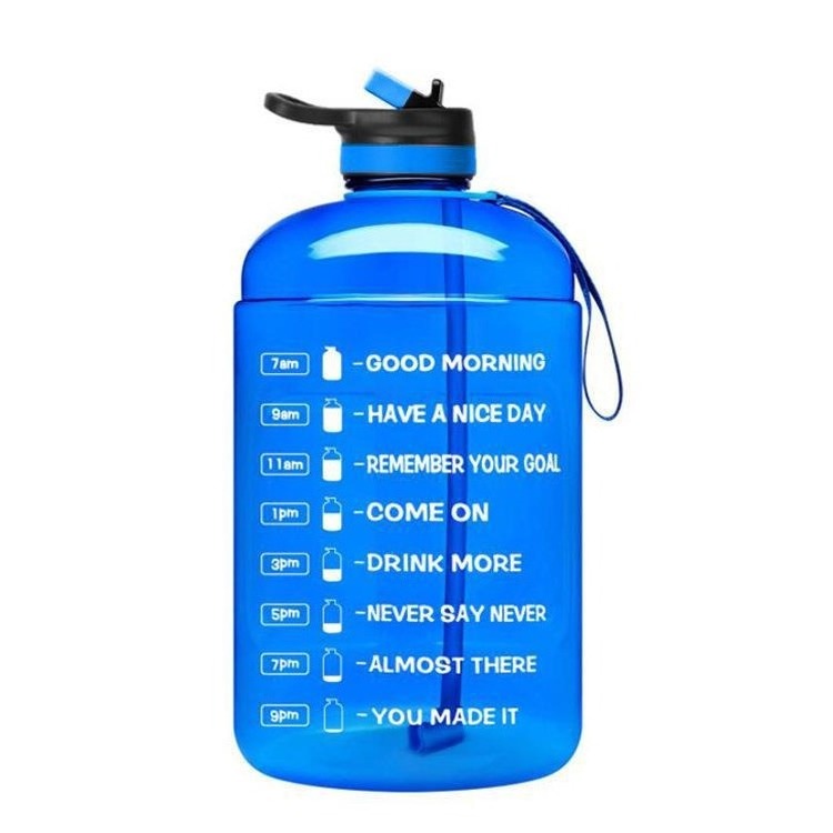 Motivational Gallon Water Bottle with Straw and Handle Portable Custom Logo Leakproof Gym Jug with Time Marker