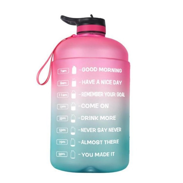 Motivational Gallon Water Bottle with Straw and Handle Portable Custom Logo Leakproof Gym Jug with Time Marker