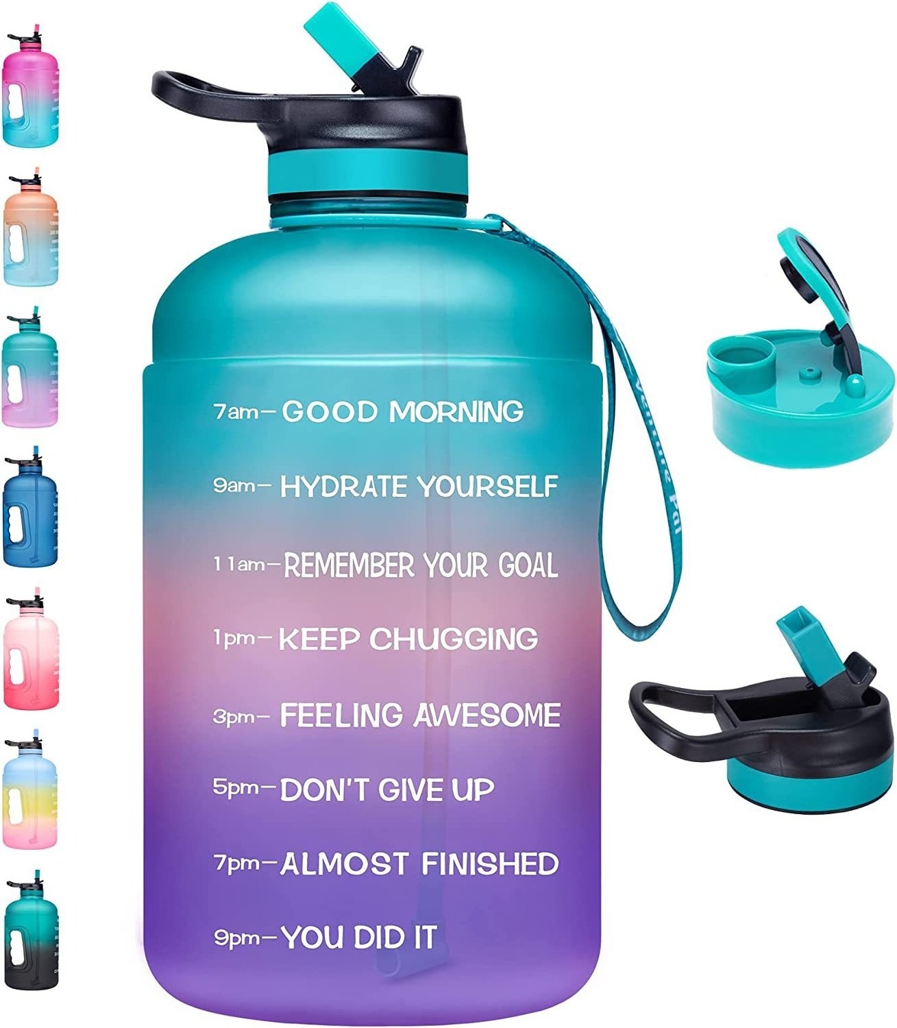 Motivational Gallon Water Bottle with Straw and Handle Portable Custom Logo Leakproof Gym Jug with Time Marker