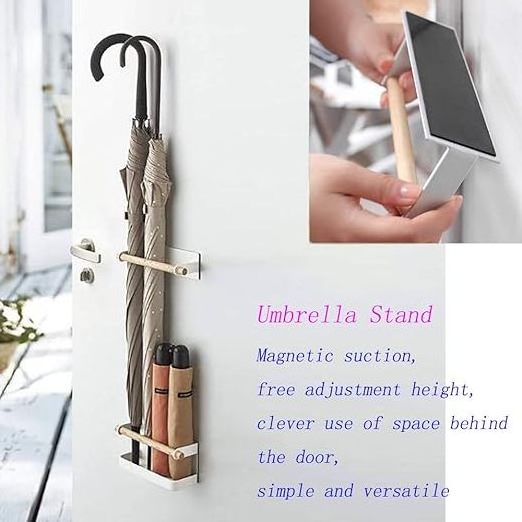 Umbrella Stand Rack Umbrella Holder Wrought Iron Wall Mounted Rack Magnet Adsorption Umbrella Stand Space Saving Organizer Long