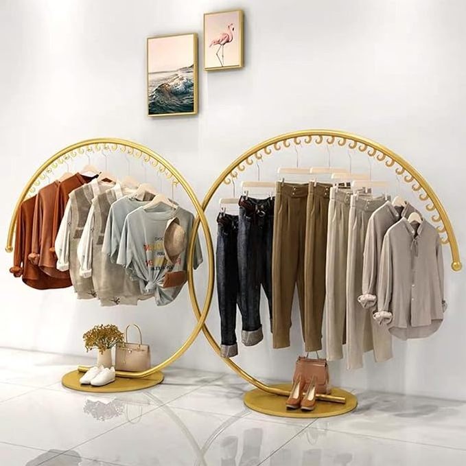 Multi-Purpose Garment Bar Freestanding Heavy Duty Industrial Pipe Clothing Rack Portable Commercial Clothes Display Rack