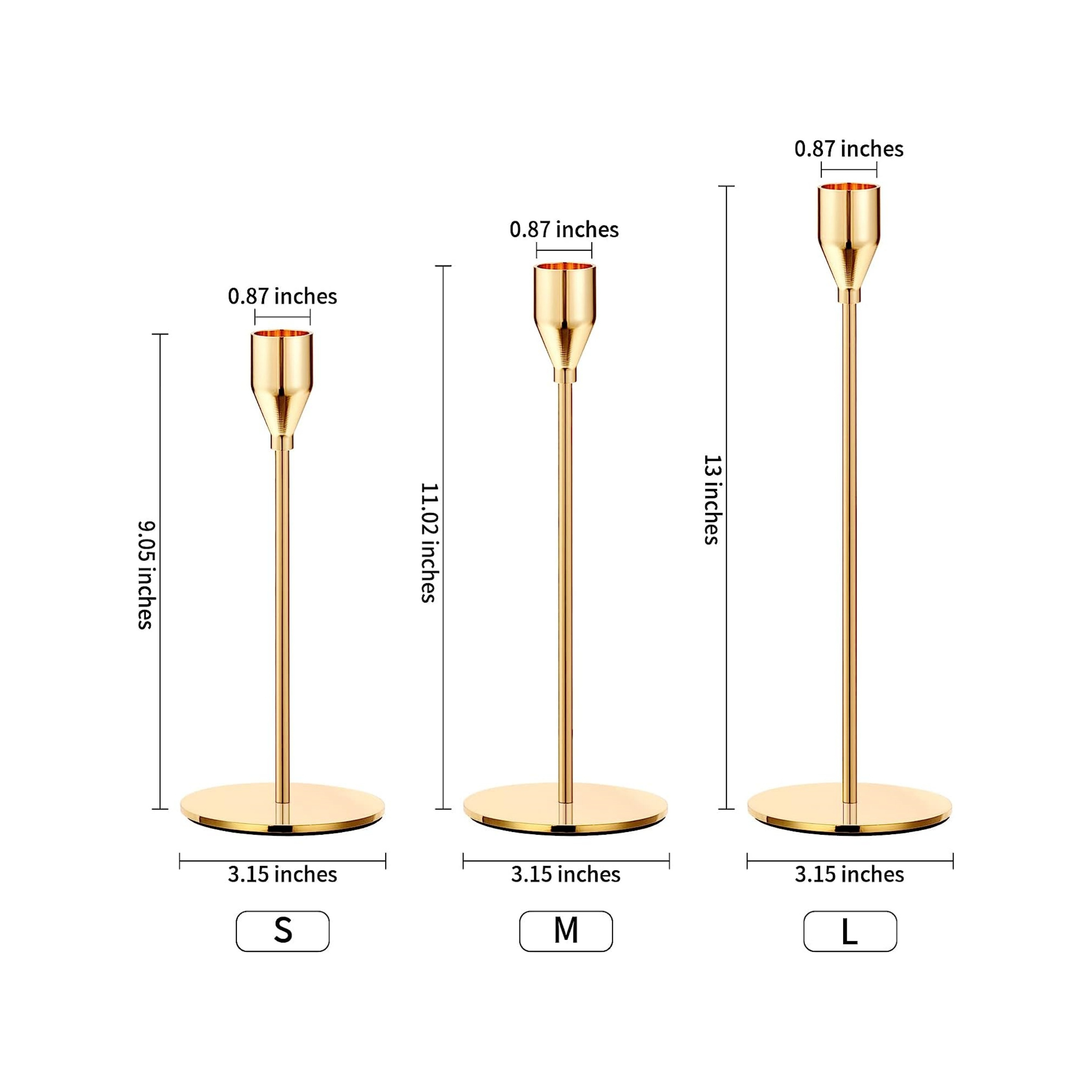 Candles Led Candle Thick inch 3/4 Fits Party Dinning Wedding for Holder Candle Taper Gold Metal Oatnauxil