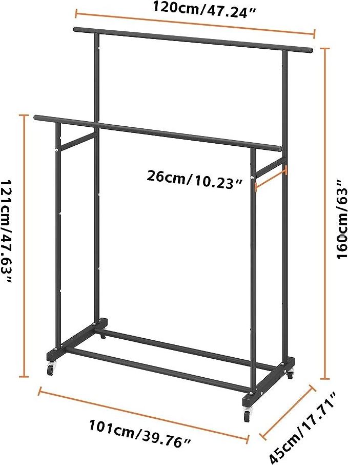 Double Rod Clothing Garment Rolling Hanging Clothes Portable Clothes Organizer