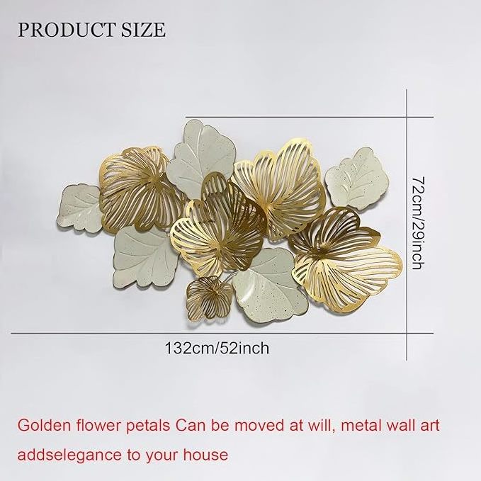 Metal Wall Decor Art Leaves Modern Home Decor Wall Sculptures Gold Flower Blooming Wall Hanging Artwork Decoration