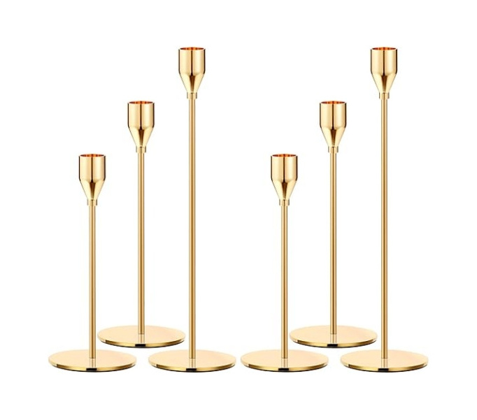 Candles Led Candle Thick inch 3/4 Fits Party Dinning Wedding for Holder Candle Taper Gold Metal Oatnauxil