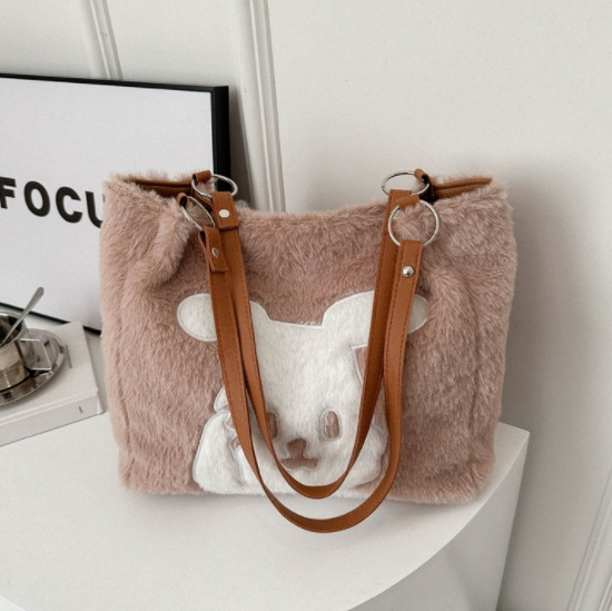 Fluffy bag female all-in-one 2023 new fashion shoulder bag senior texture furry class commuting tote bag