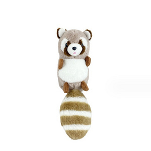 Cute long-tail raccoon plush toy keychain pendant cartoon bag hanging doll machine figure