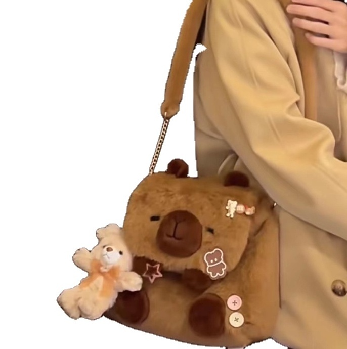 Capybara bag cute plush backpack bag female 2023 new all-match student commuter crossbody bag