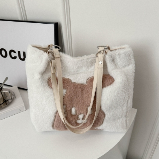 Fluffy bag female all-in-one 2023 new fashion shoulder bag senior texture furry class commuting tote bag