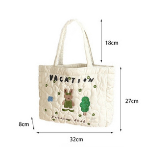 Embroidered bear handbag Soft bento lunch box bag work commute bag