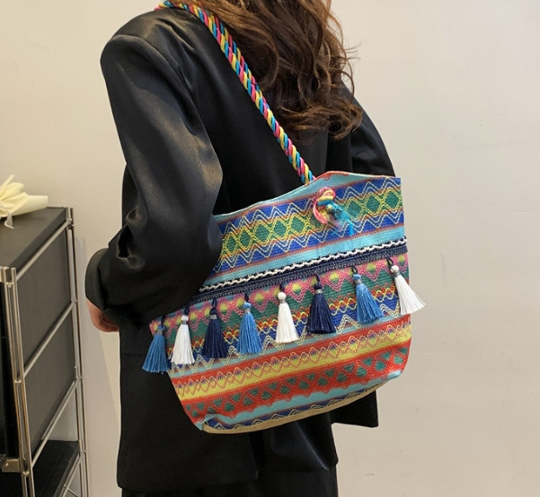 Leisure commuter women's shoulder bag Fashion trend Bohemian Tote bag large capacity ethnic style women's bag