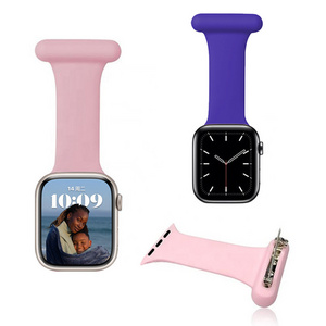 Portable Colorful Silicone Nurse Safety Pins Fobs Watch Band Strap For Apple Watch Series 7/6/5/4/3/SE