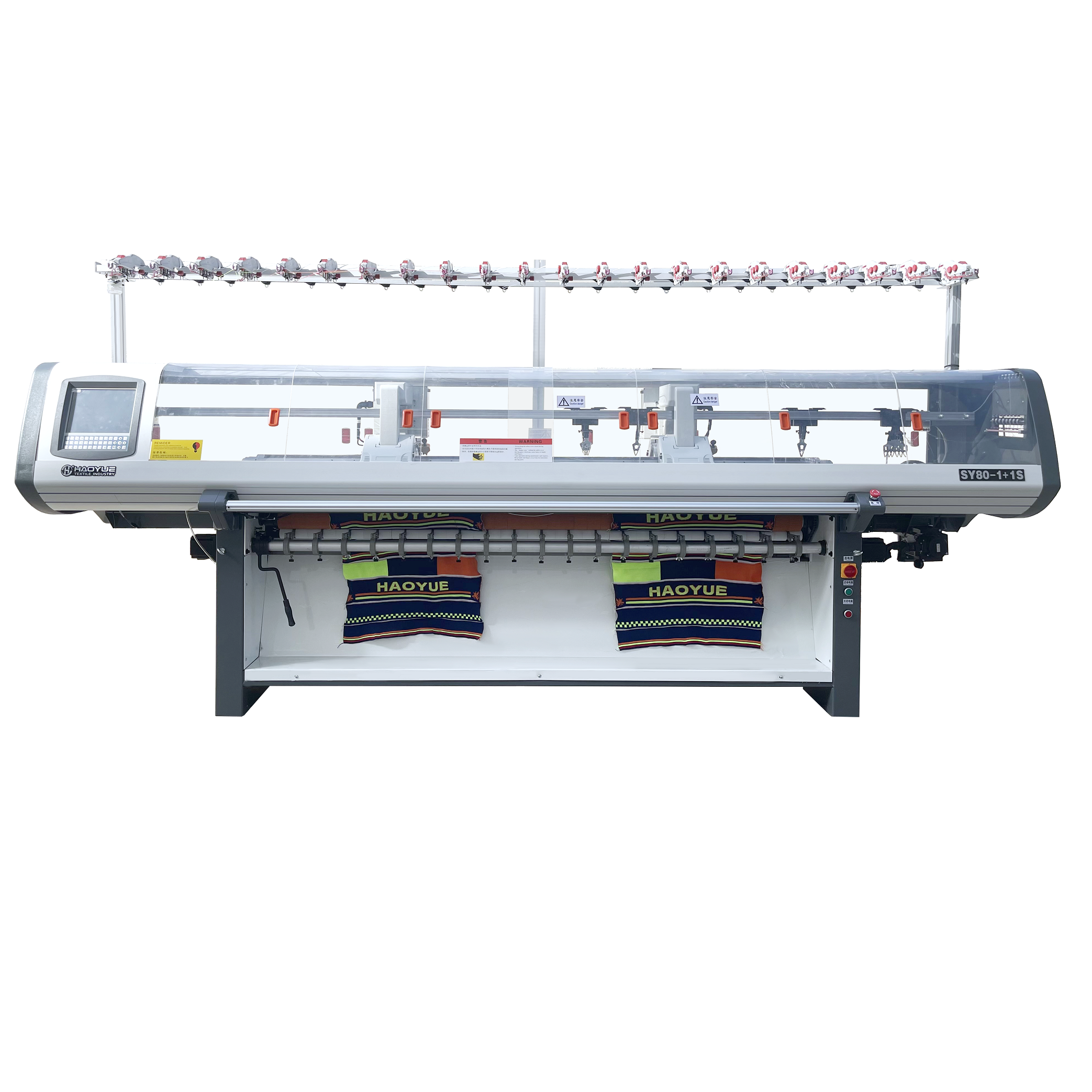 Fully jacquard Collar flat knitting machine with 80inch double carriages 14gauge