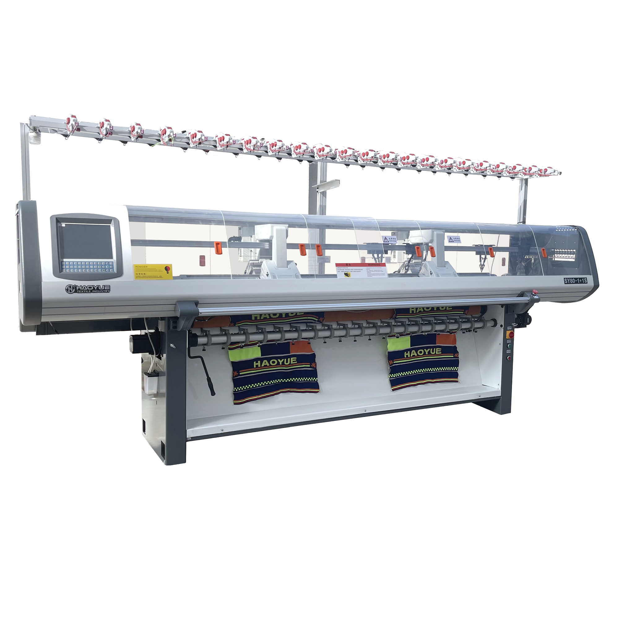 Fully jacquard Collar flat knitting machine with 80inch double carriages 14gauge