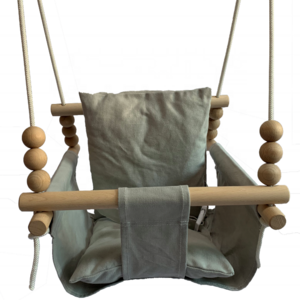 High back hanging swing seat chair for toddler baby hammock chair with wooden beads and rings