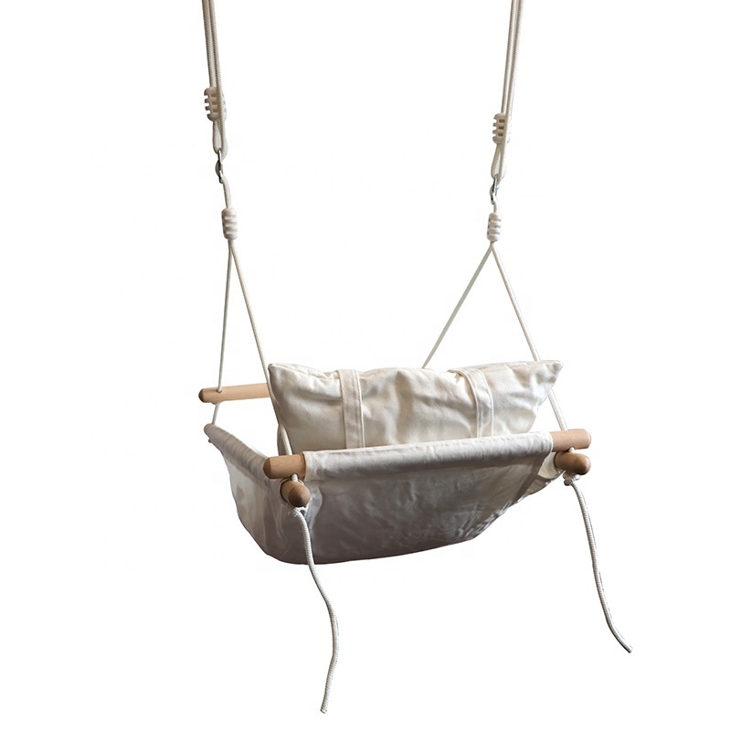 Baby Swing for Infants and Toddler Canvas Baby Hammock Swing Indoor and Outdoor with Safety Belt and Mounting Hardware