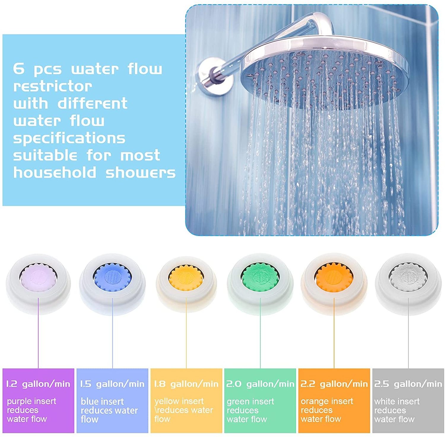 4L 5L 6L 7L 8L 12L shower hose shower head water flow reducer limiter regulator for water saving