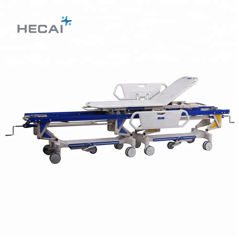 Strong and beautiful ambulance patient stretcher trolley/manual critical care hospital bed with high quality