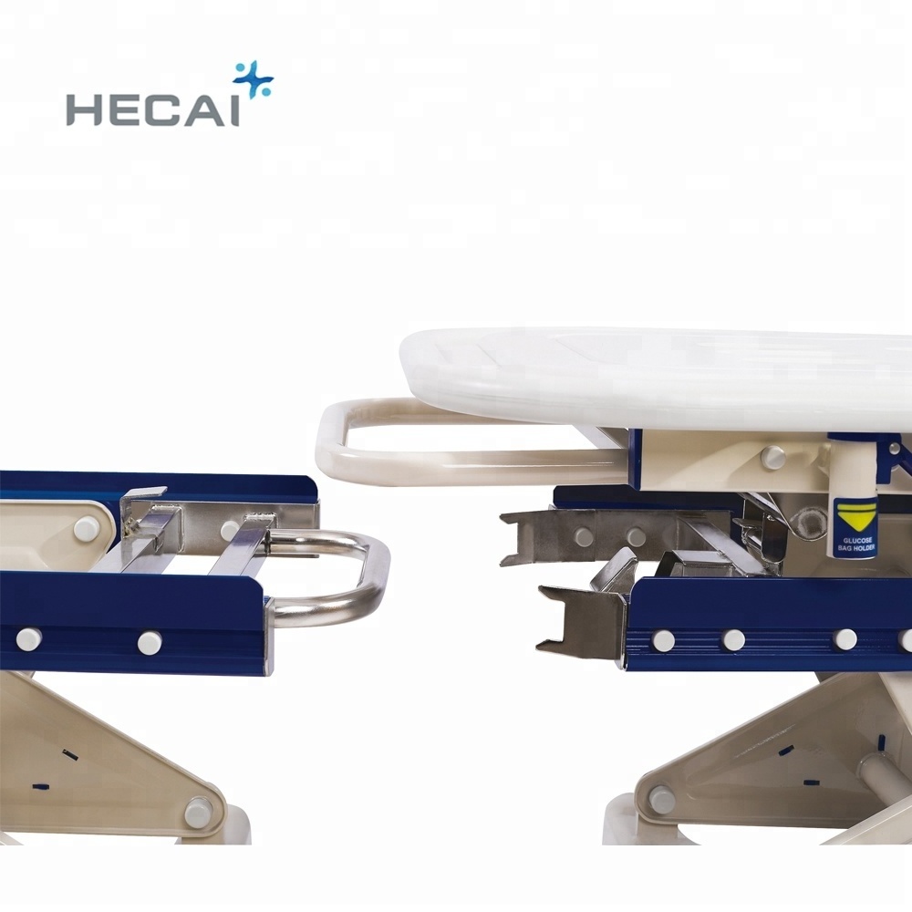 Strong and beautiful ambulance patient stretcher trolley/manual critical care hospital bed with high quality