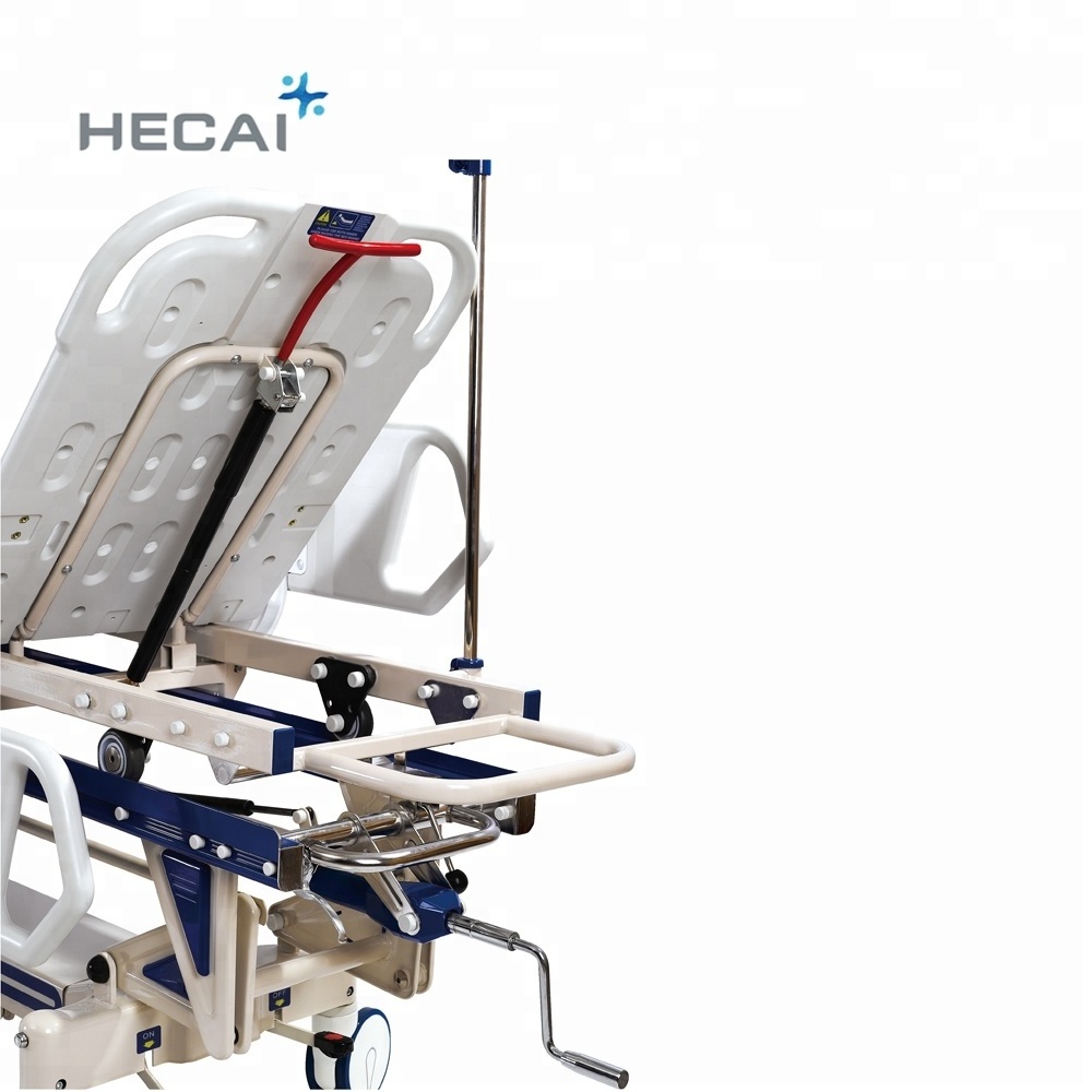 Strong and beautiful ambulance patient stretcher trolley/manual critical care hospital bed with high quality