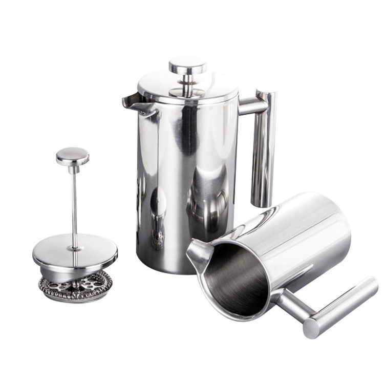 High Quality 350ml 800ml 1000ml Double-Wall Metal Insulated Stainless Steel French Press Coffee Maker