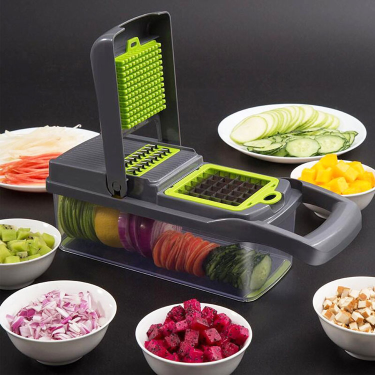 Hot sale Kitchen multi 12 In 1 manual mandoline fruit vegetable cutter onion dicer veggie slicer vegetable chopper