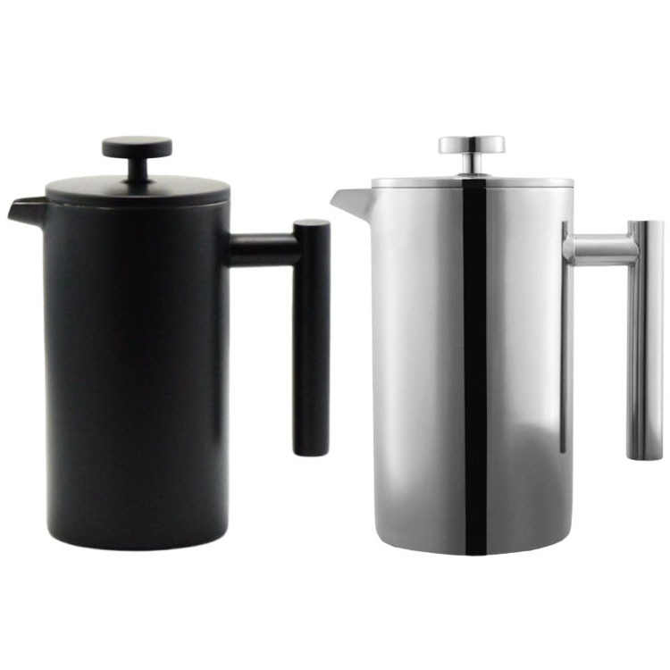 High Quality 350ml 800ml 1000ml Double-Wall Metal Insulated Stainless Steel French Press Coffee Maker