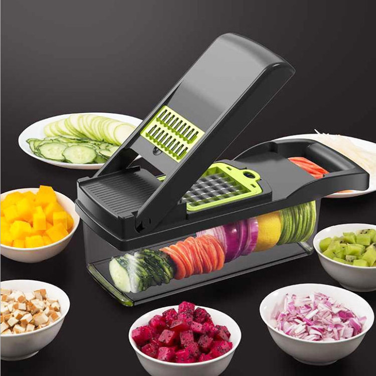 Hot sale Kitchen multi 12 In 1 manual mandoline fruit vegetable cutter onion dicer veggie slicer vegetable chopper