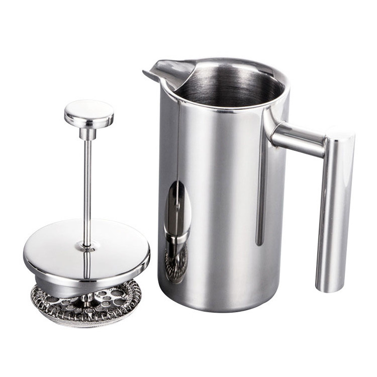 High Quality 350ml 800ml 1000ml Double-Wall Metal Insulated Stainless Steel French Press Coffee Maker