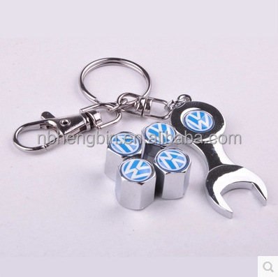 Custom logo key chain tire valve stem caps with rubber seal car tire caps air dust covers universal for car motorcycle bike