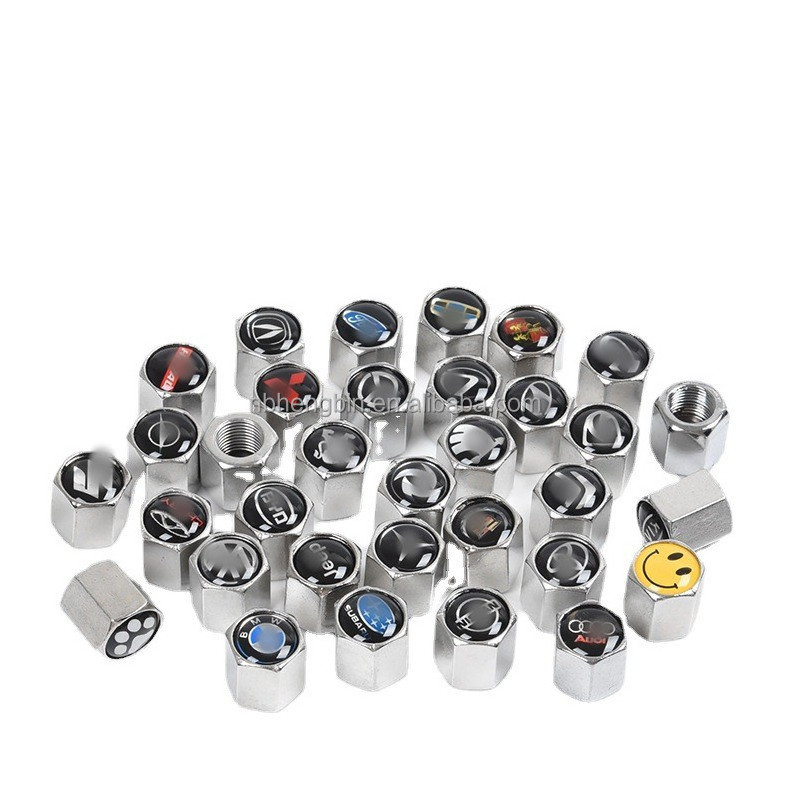 Custom logo key chain tire valve stem caps with rubber seal car tire caps air dust covers universal for car motorcycle bike