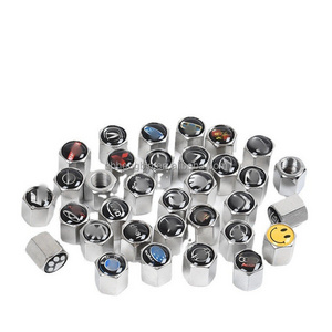 Custom logo key chain tire valve stem caps with rubber seal car tire caps air dust covers universal for car motorcycle bike