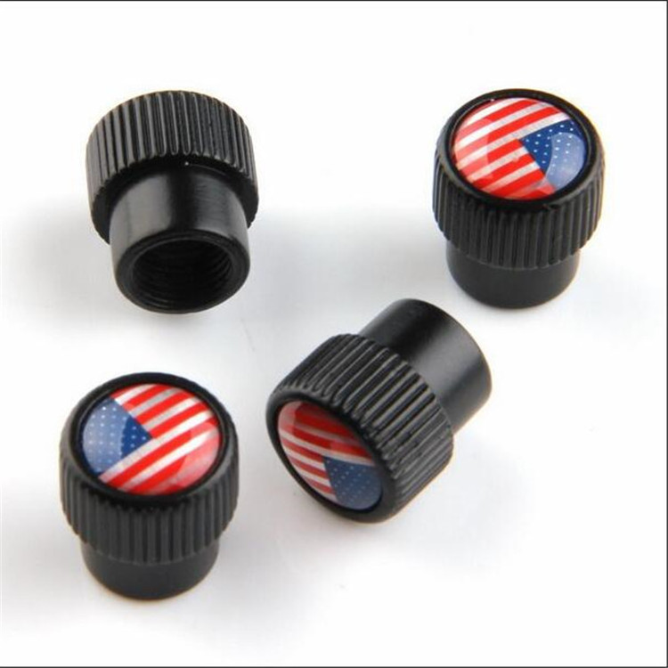 Customized Zinc Alloy Metal Auto Parts Black Chrome Tyre Wheel Valve Dust Caps