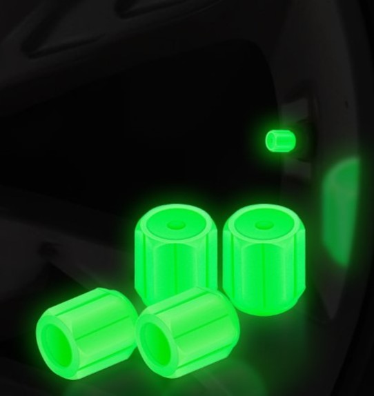 4pcs Glow In The Dark Tire Valve Caps Fluorescent Tyre Valve Cap Luminous Tire valve caps