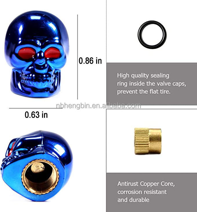 Custom Skull Style Tire Valve Cap  Tire Valve Stem covers for Car Motorcycle  Car Bicycle Aluminum Alloy