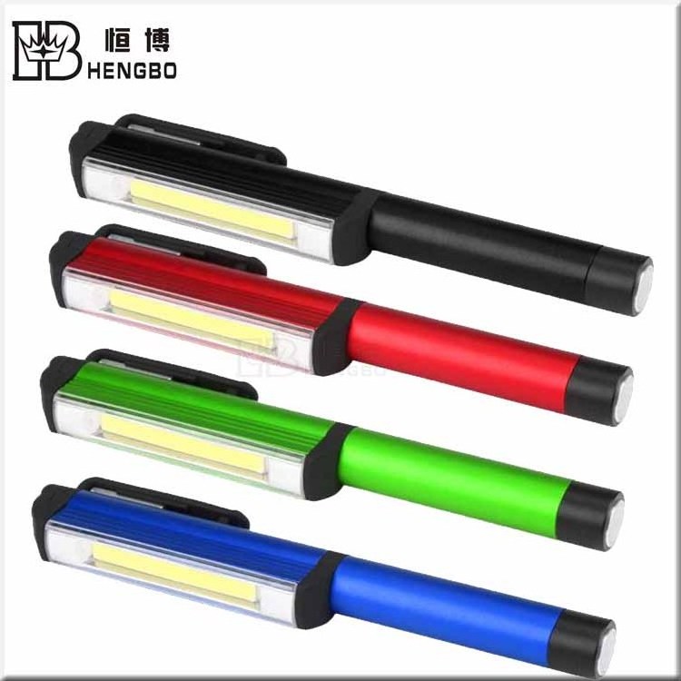 Attractive Price  COB Mini black and green Pen Shape LED Inspection Light Lamp Pocket Clip Work Camping Torch Flashlight