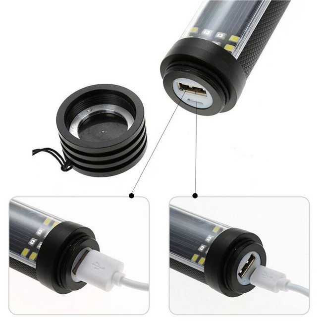 Solar Rechargeable LED Flashlight Outdoor Emergency Hammer Compass Torch with magnetic base