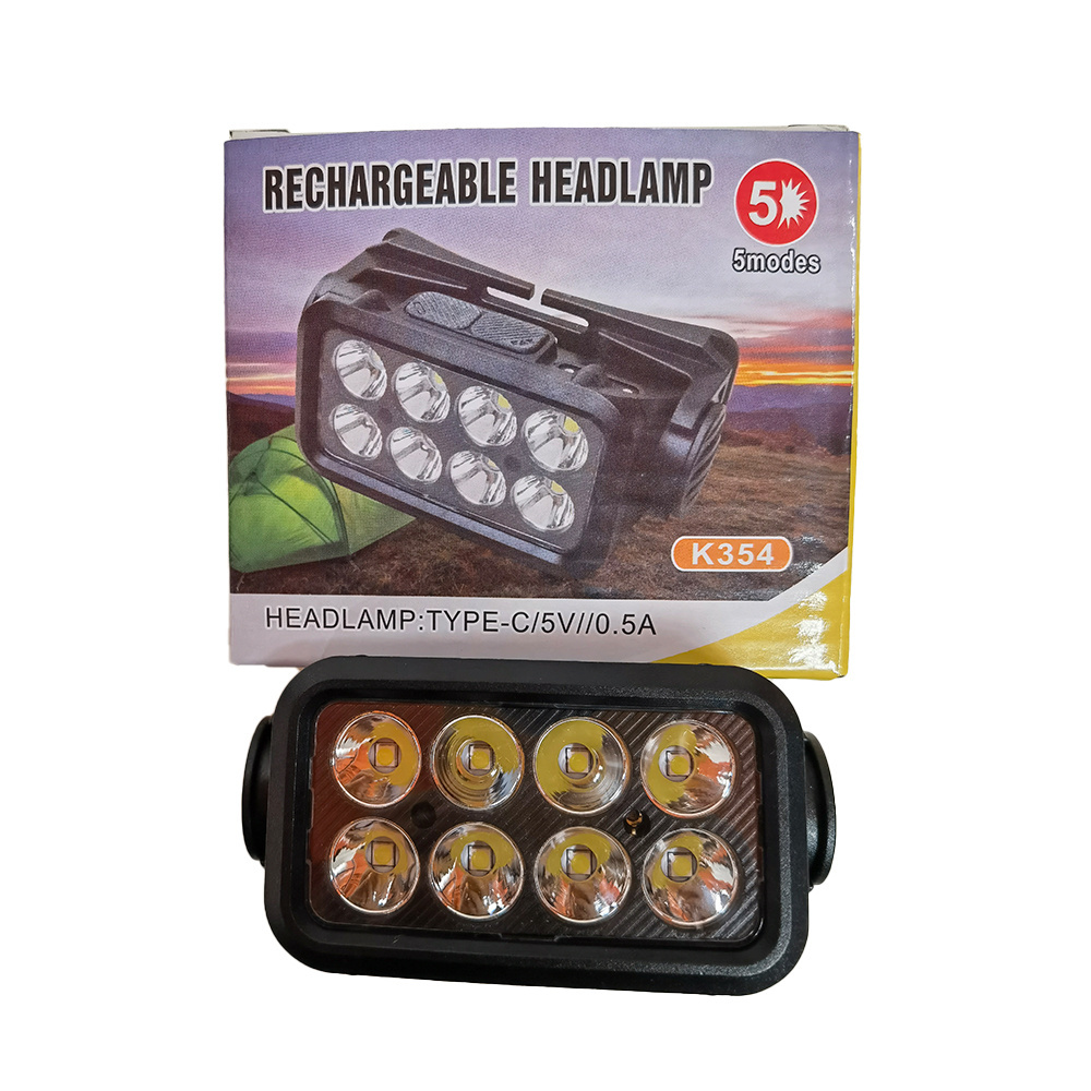 New Portable Typr-C Rechargeable LED Headlamp with Waterproof Sensor Outdoor Activities Fishing Headlight