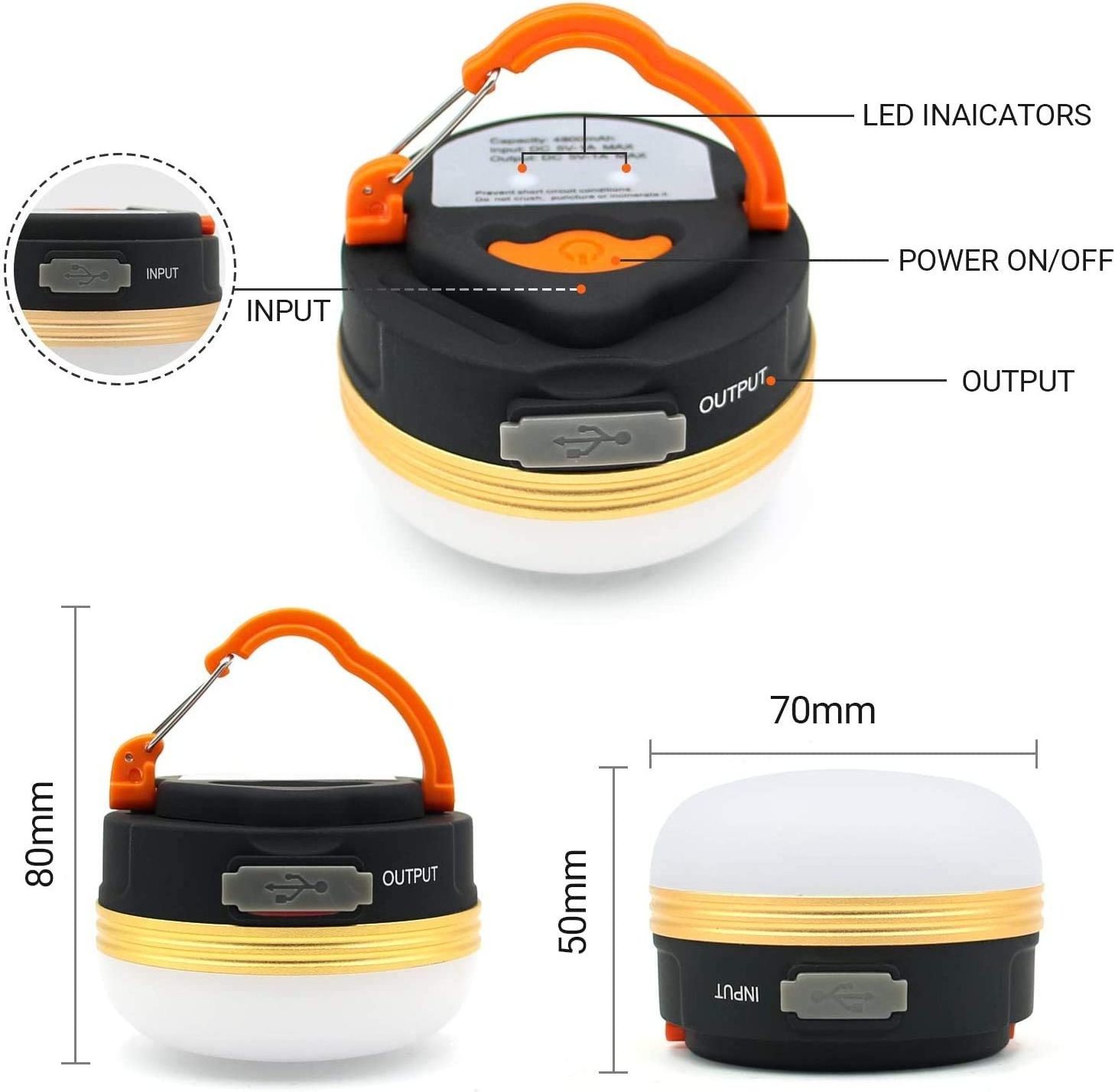 USB Rechargeable Ultra Bright led Camping Light Outdoor Tent Lantern Lamp Portable Collapsible Hanging Small Camping Lantern