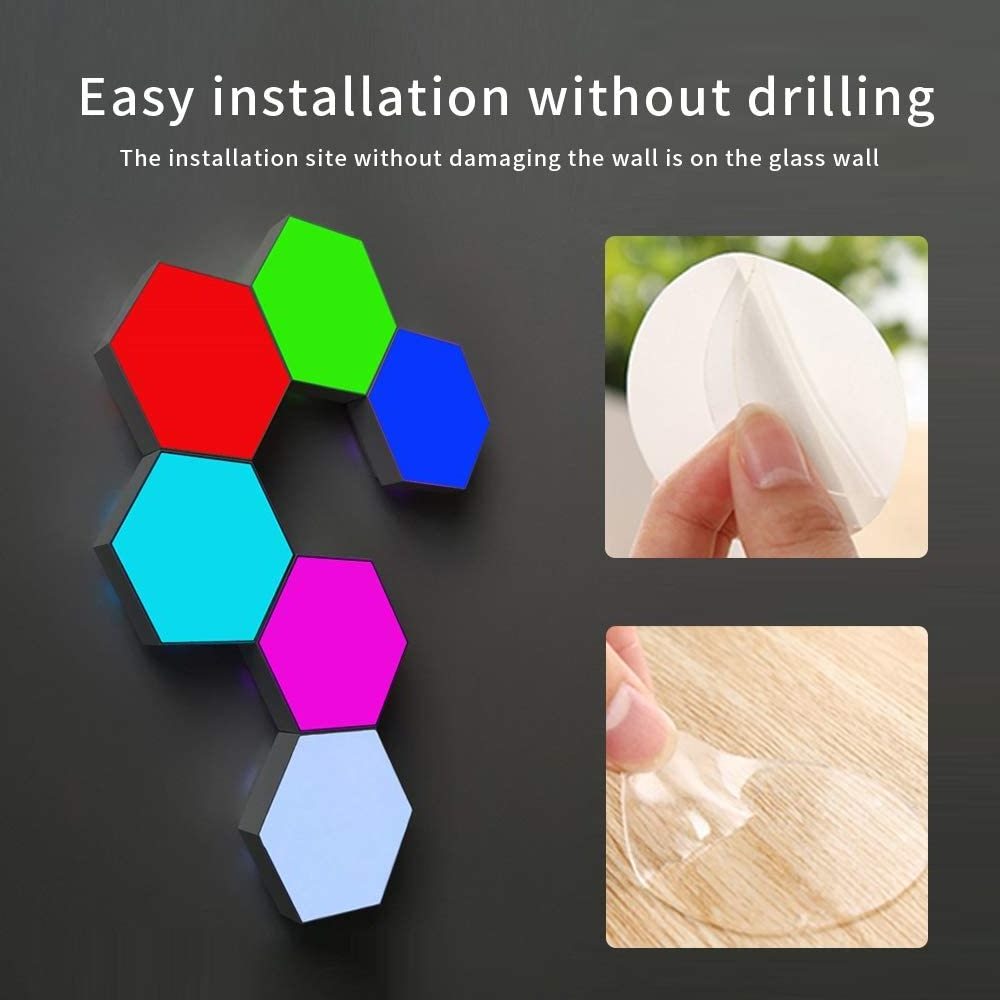 DIY Creative Geometry Assembly Touch Sensitive Modular Quantum Lamp Hexagonal Wall LED Night Light