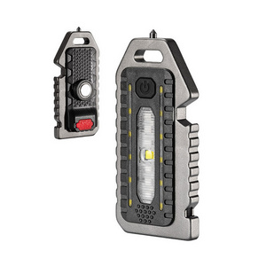 Portable Lanyard Hole Lamp Survival Whistle Rechargeable Emergency Red Blue Warning Flash Camping Light Mini LED Flashlight