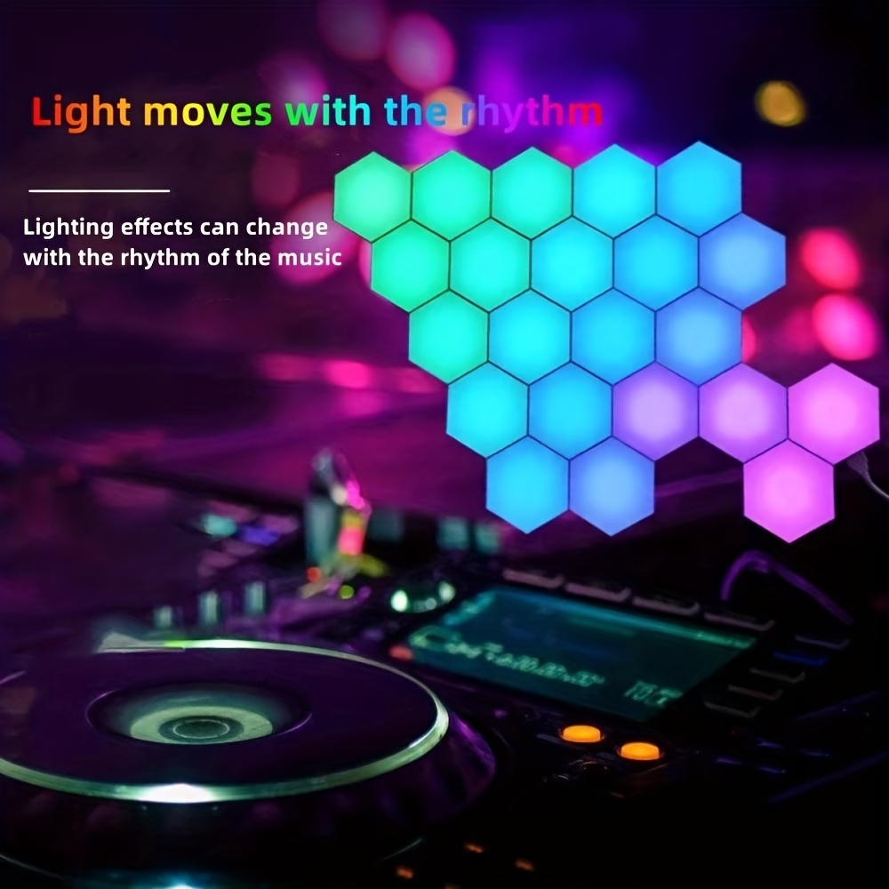 3PCS DIY RGB LED Quantum Lamp Smart Hexagonal Modular Wall Decoration Music Sound Control Hexagon Night Light With Rhythm