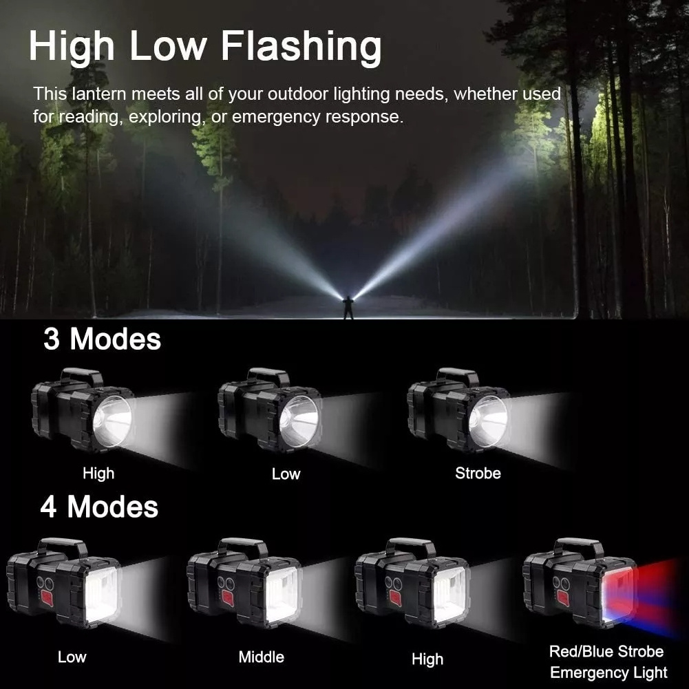 Custom 10000Mah Powerbank Handheld Flood Search Light Portable Multifunctional P70 LED Strobe 100000 Lm Large Flashlight