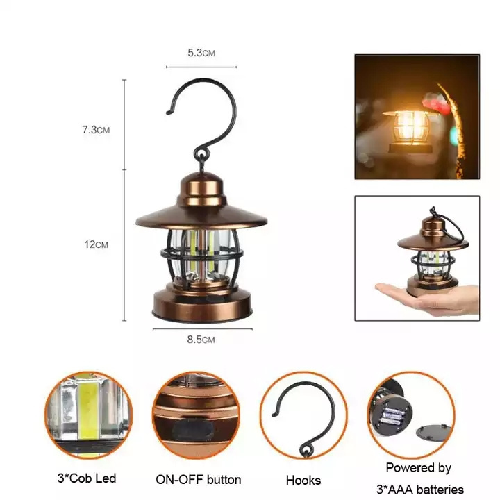 ABS Plastic Light Weight Courtyard Balcony Outdoor Decoration Lights Portable Tent Lamp Mini Hanging Cob Led Camping Lantern