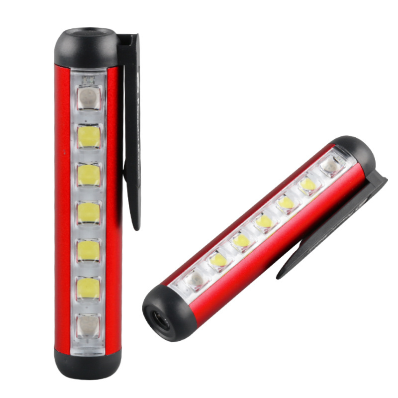 Multifunctional Portable Rechargeable Strong Magnets Pen Clip Work Light Mini Flashlights with Side Light