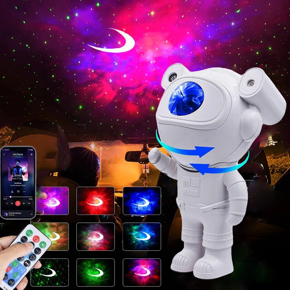 Upgraded Kids Star Starry Nebula Moon Ceiling Astronaut Projector Astronaut Night Light with Bluetooth Speaker